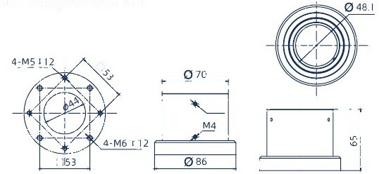 Technische Zeichnung: Gehäuseanschluss Modell 48
