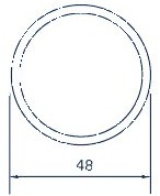 Technische Zeichnung: Tragarmrohr Modell 48, Edelstahl